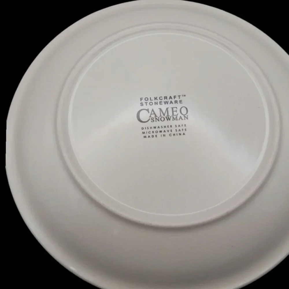 Caneo folkcraft stoneware snowman pattern 2 dinner  plates